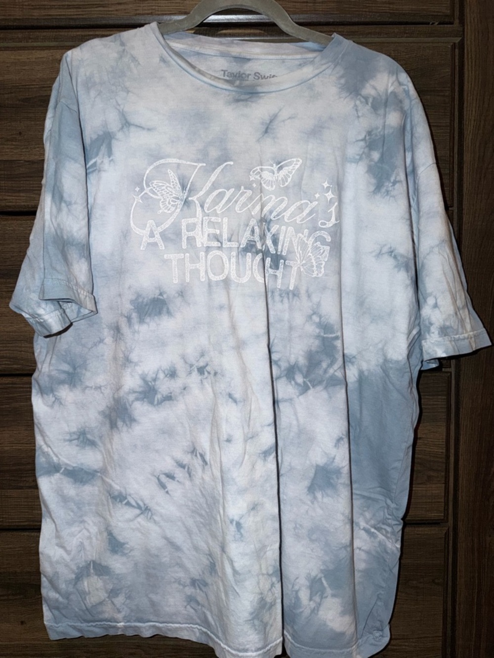 Taylor Swift Blue & White Tie-Dye 'Karma's A Relaxing Thought' Tee